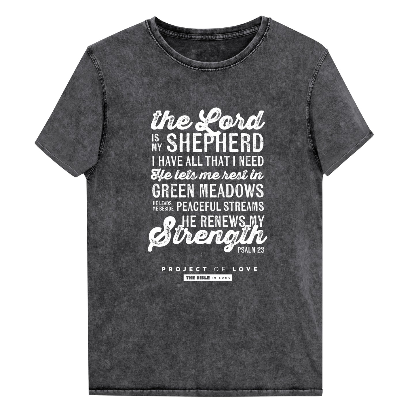 Regular fit Denim T-Shirt Psalm 23:1-2 'The Lord is My Shepherd'