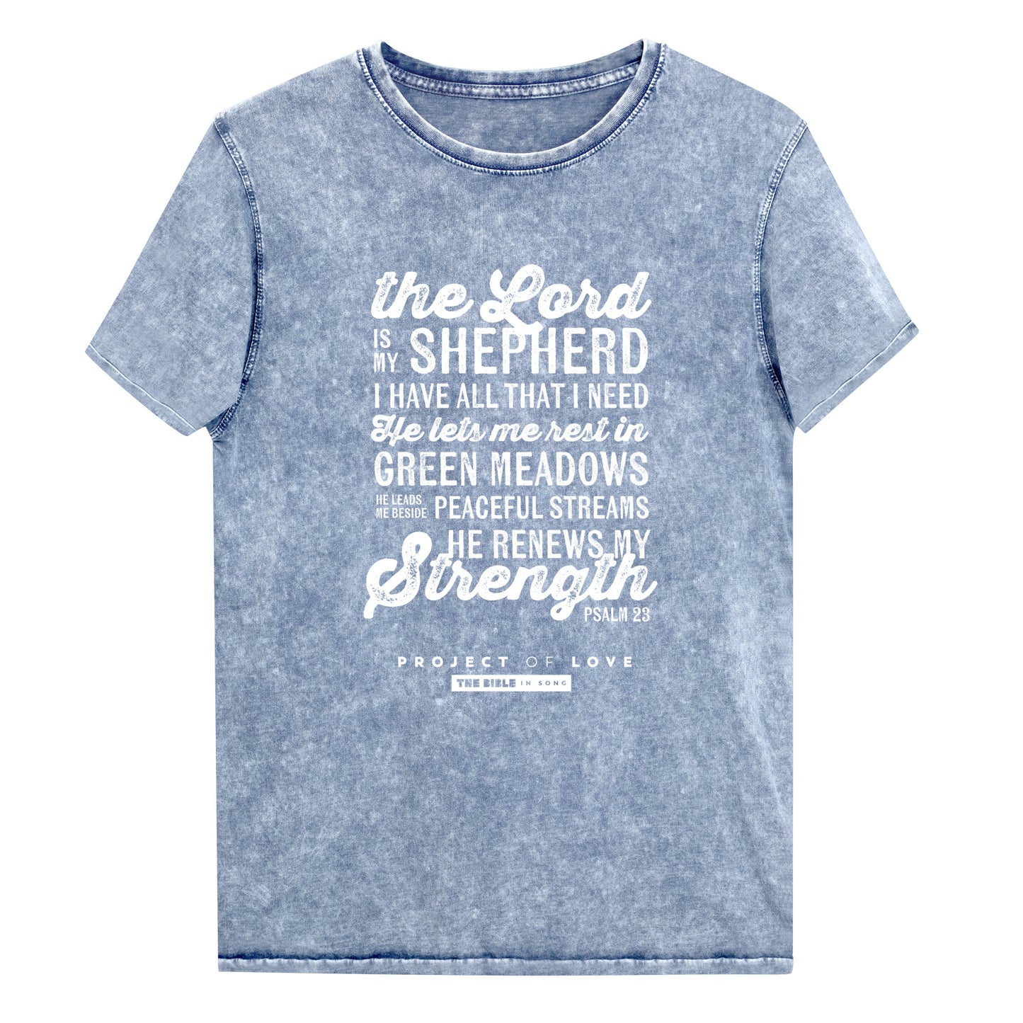 Regular fit Denim T-Shirt Psalm 23:1-2 'The Lord is My Shepherd'