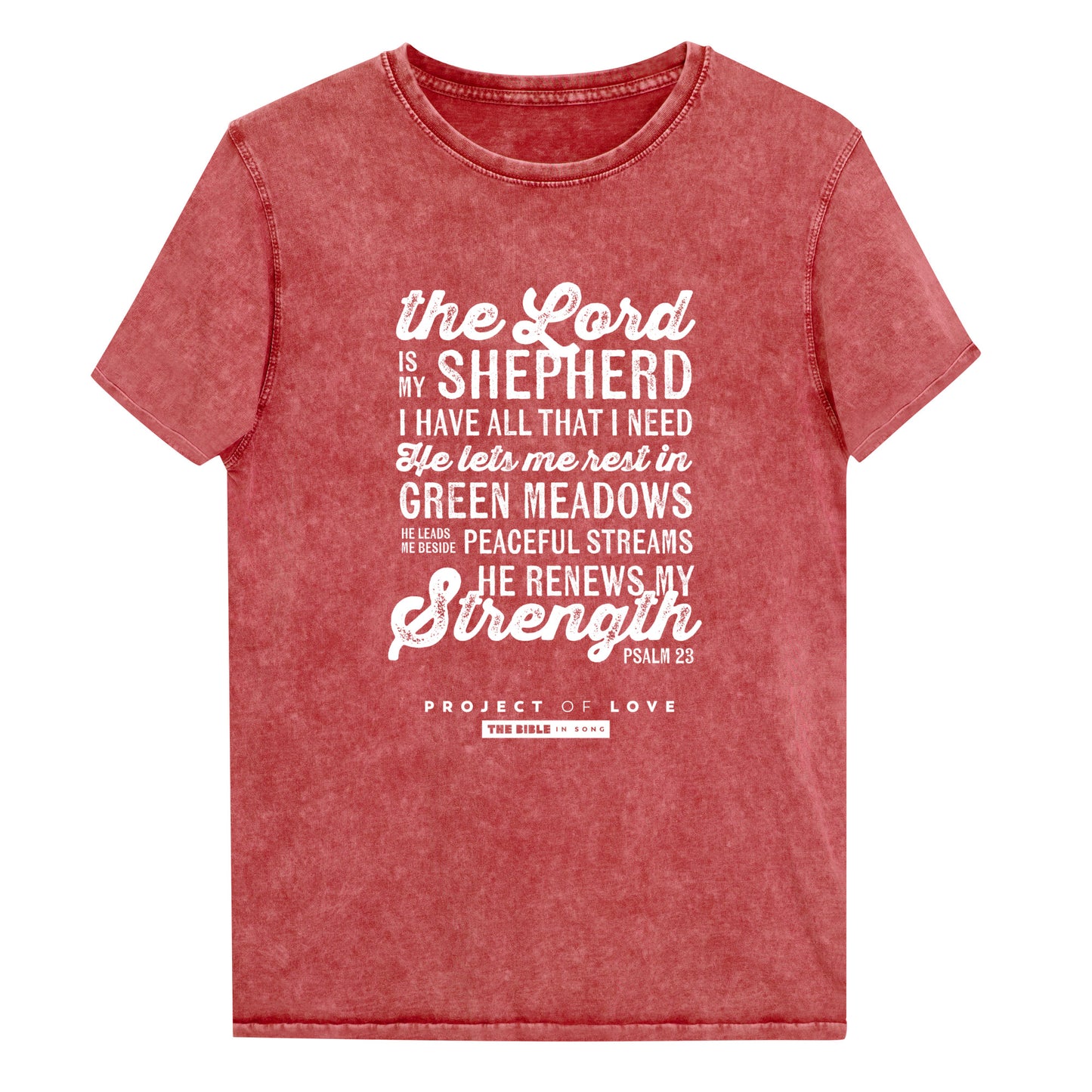 Regular fit Denim T-Shirt Psalm 23:1-2 'The Lord is My Shepherd'