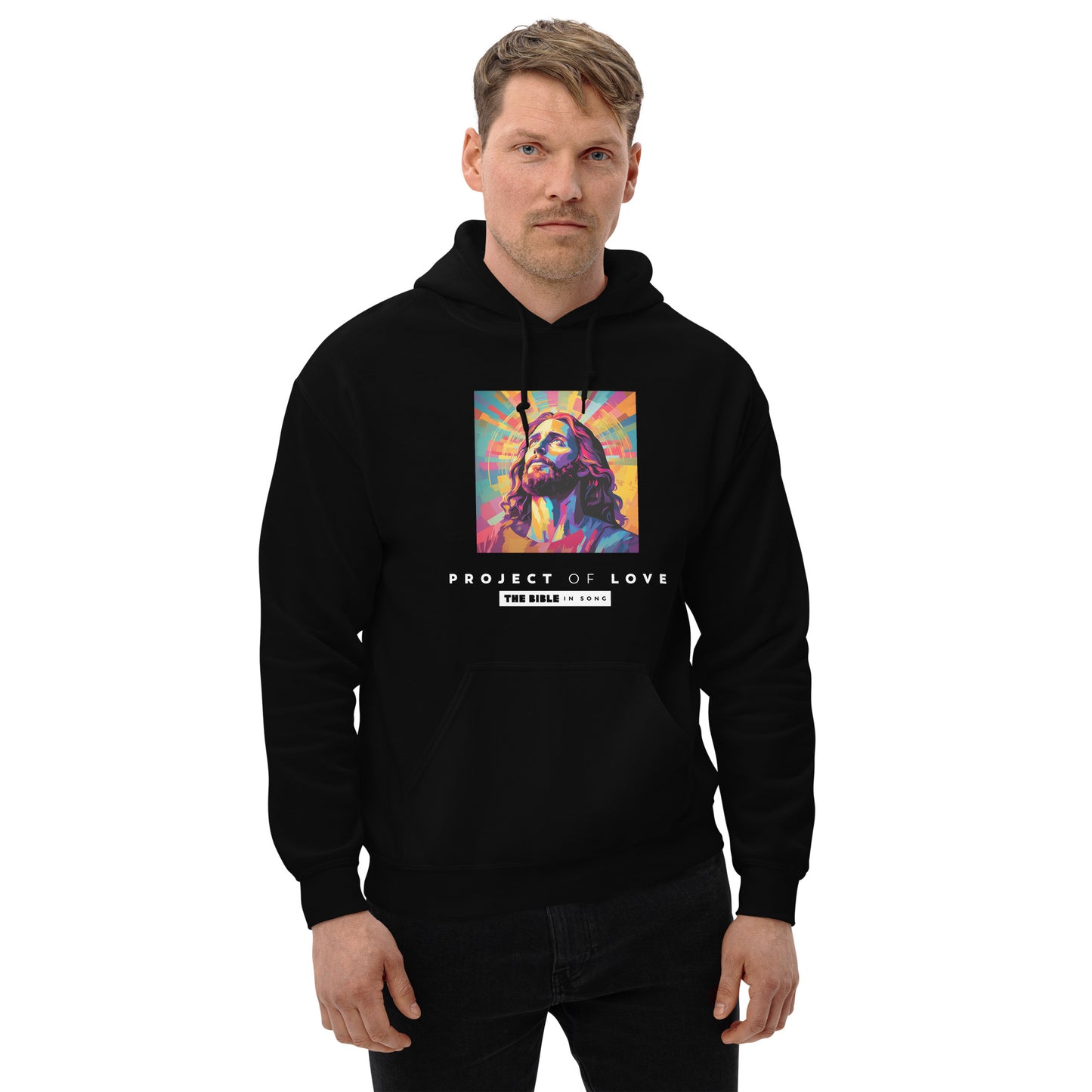 Hoodie Project of Love with print of Jesus